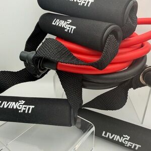 Living Fit Resistance Bands Set – Medium & High Strength w/ Foam Handles